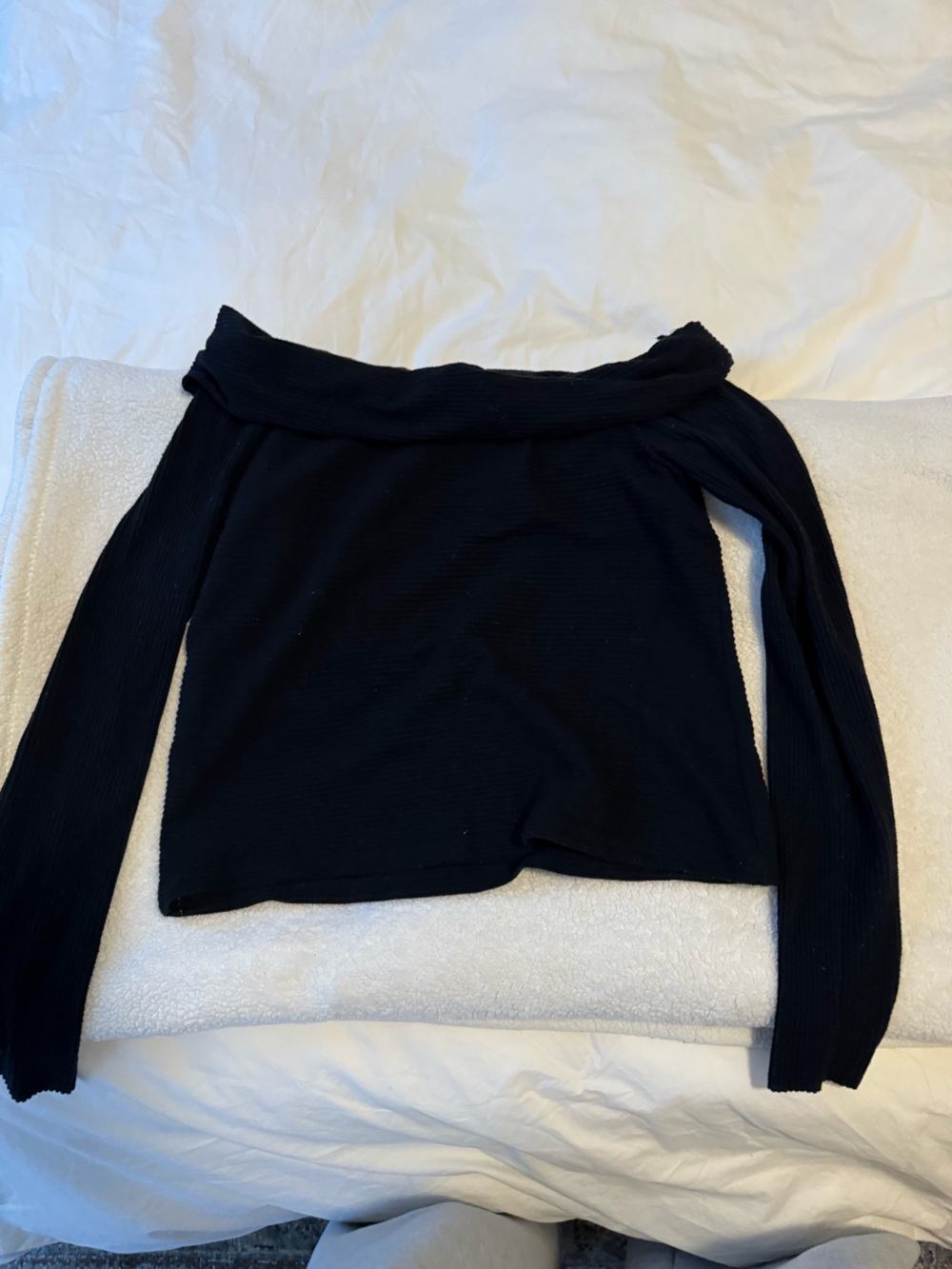 Zara Black Ribbed Off the Shoulder Sweater